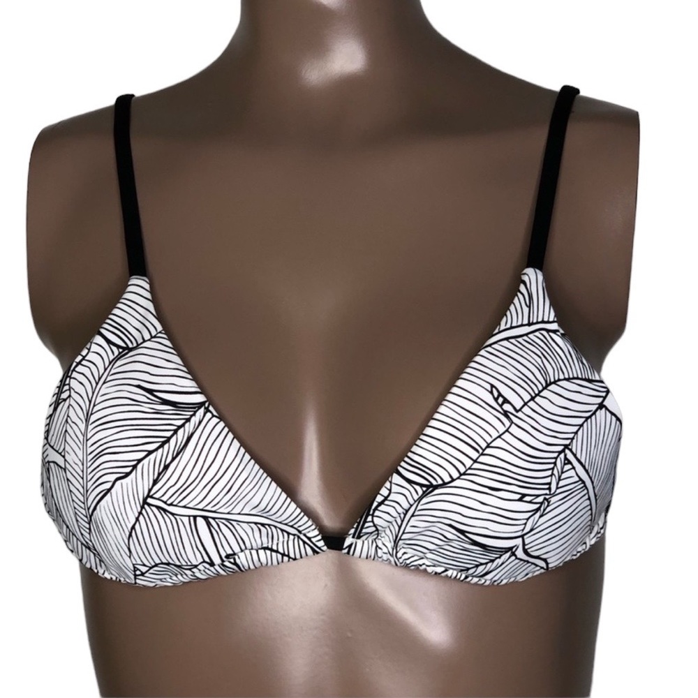 Tee Ink Strappy Back Palm Print Bikini Swim Top
